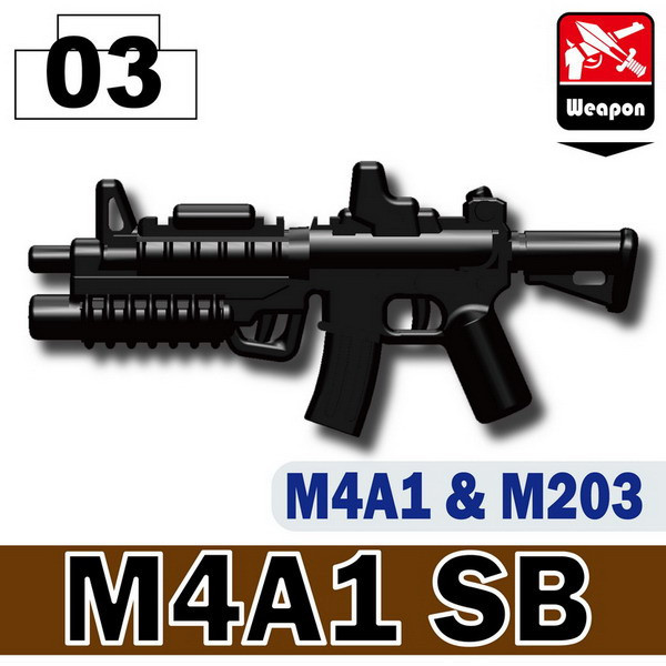 M4A1 SB Assault Rifle M203 compatible with toy brick minifigures Army M4