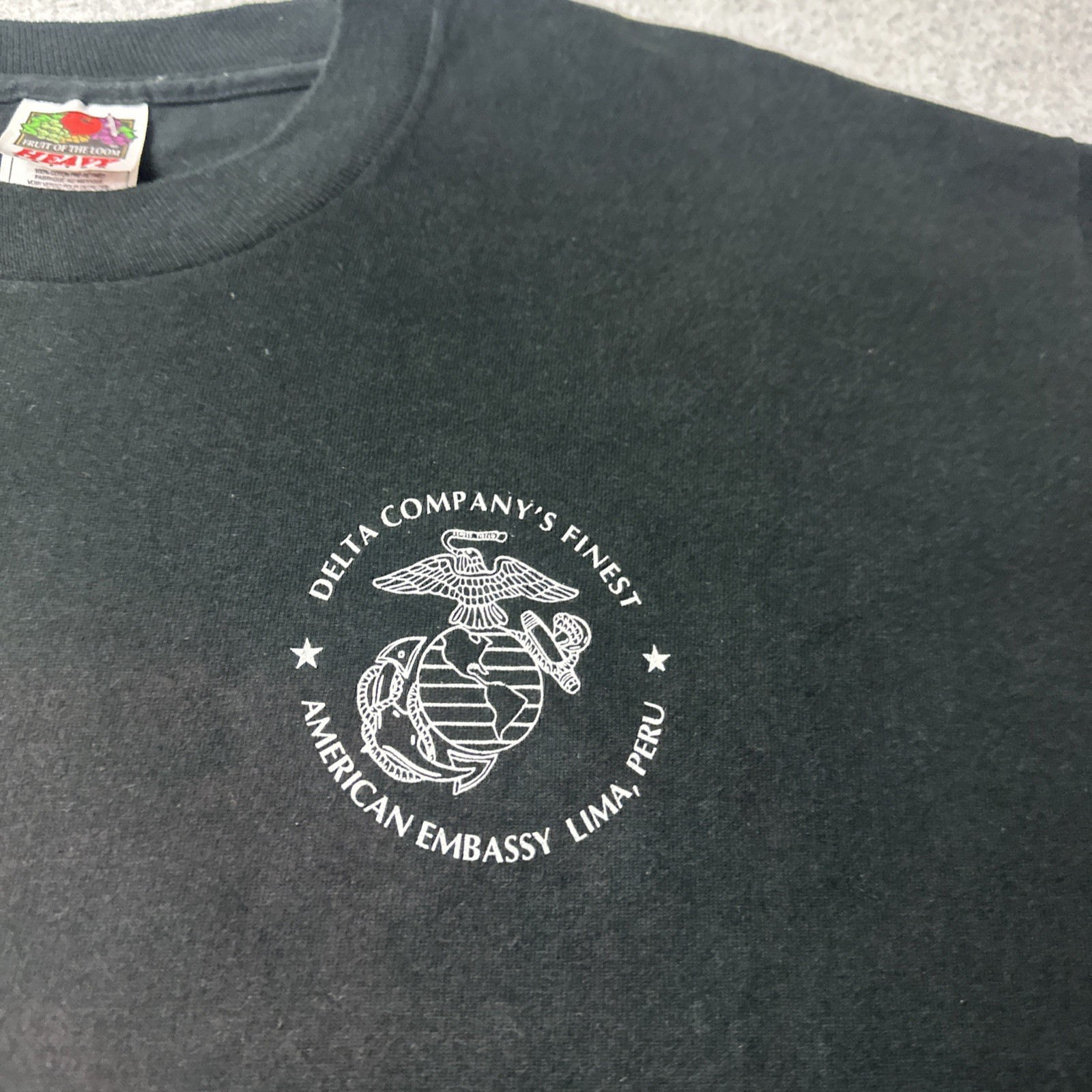 VTG 90s Lima Peru Marines T Shirt SZ XL Grunge Single Stitch Black gallery