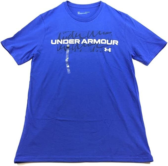 NWT Under Armour Men’s Wordscript Logo Short Sleeve T-Shirt Blue Size M UA219