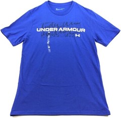 NWT Under Armour Men’s Wordscript Logo Short Sleeve T-Shirt Blue Size M UA219