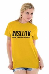Autism Seeing The World Differently Awareness Adult Short Sleeve Crewneck Tee