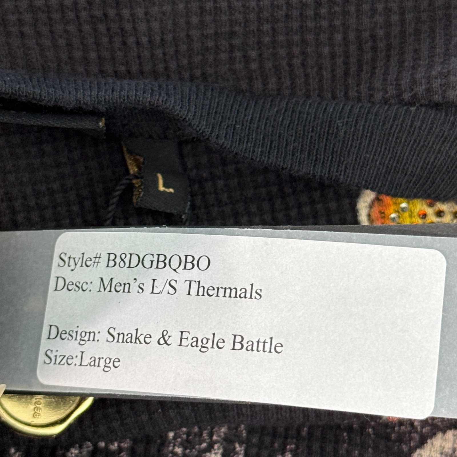 Christian Audigier Thermal Shirt Mens Large Skull Snake Eagle Battle Y2K Tattoo gallery