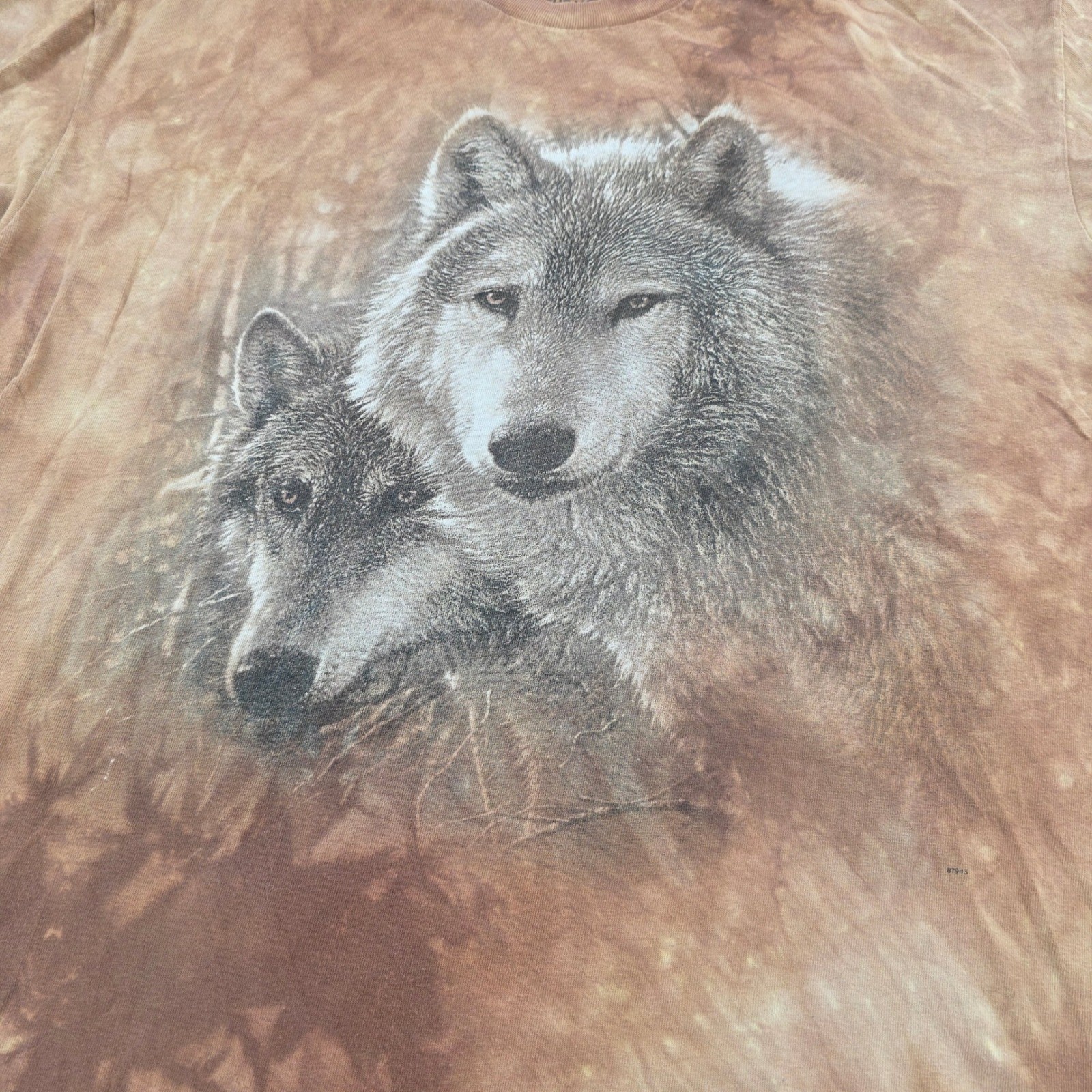 Men's Extra Large The Mountain Wolf T-Shirt Long Sleeve Brown Tie Dye Streetwear gallery