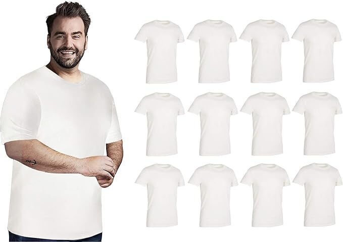 BILLIONHATS 12 Pack Plus Size Men Cotton T-Shirt Short Sleeve Lightweight Tees gallery