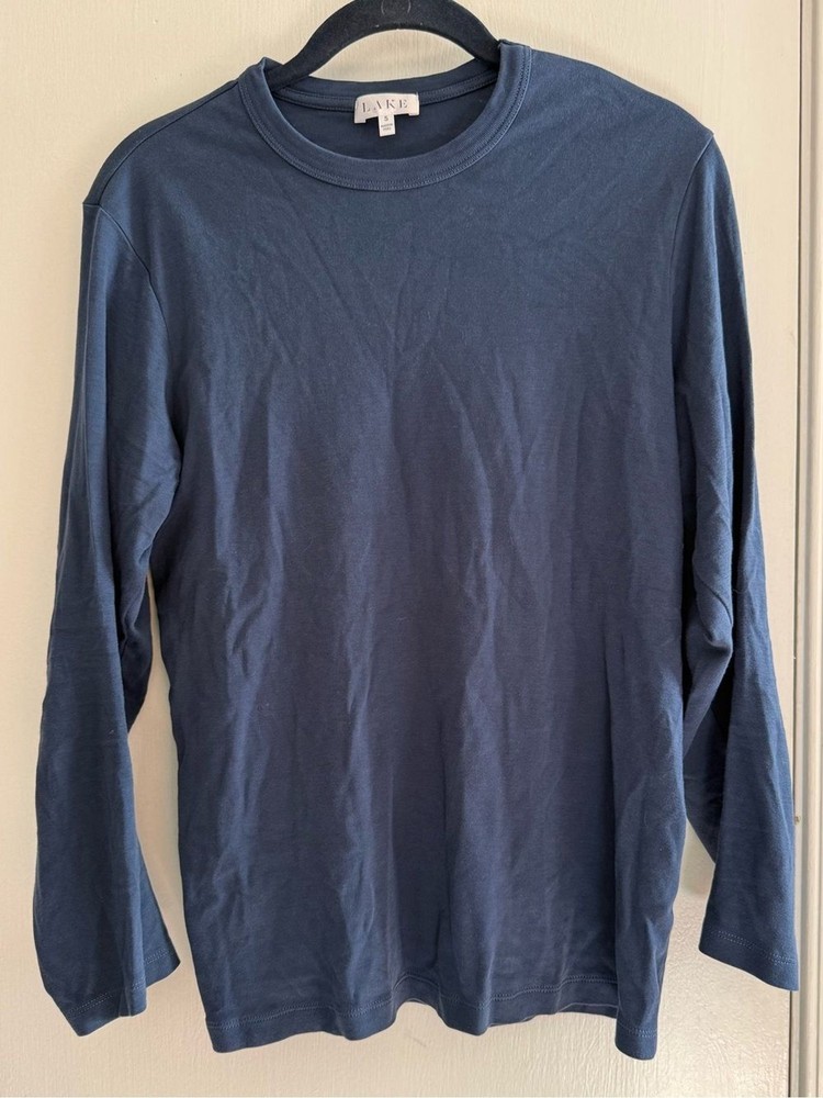 LAKE Long-Sleeve Crewneck Tee – Deep Navy Blue Size S