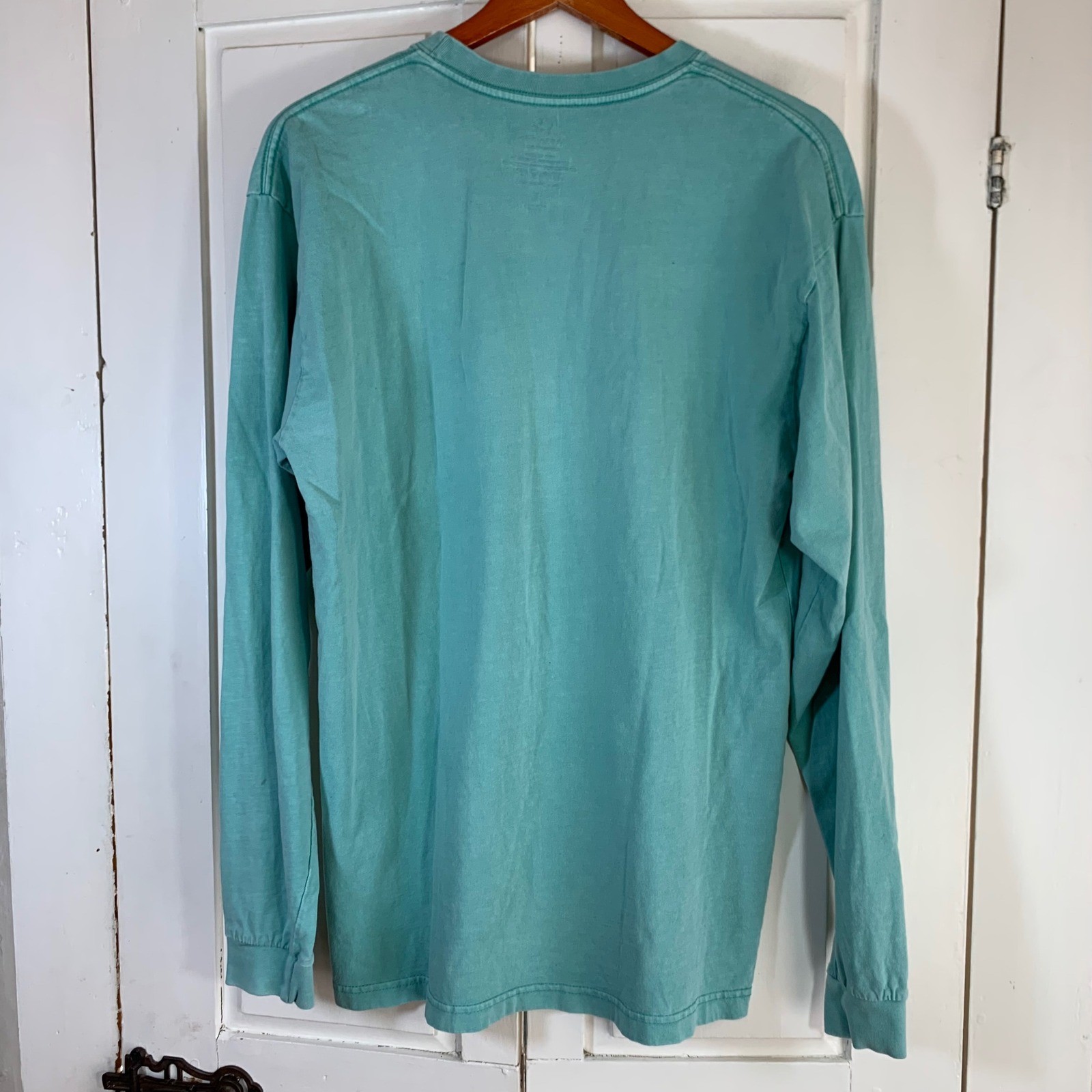Ivory Ella Maine Anchors Up Long Sleeve Pocket T-Shirt Green Coastal STAIN gallery