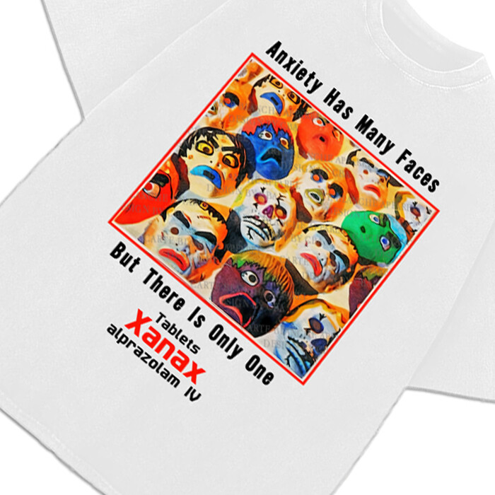 Xanax Anxiety Has Many Faces T-Shirt Vintage AD Retro Custom Graphic Tee gallery