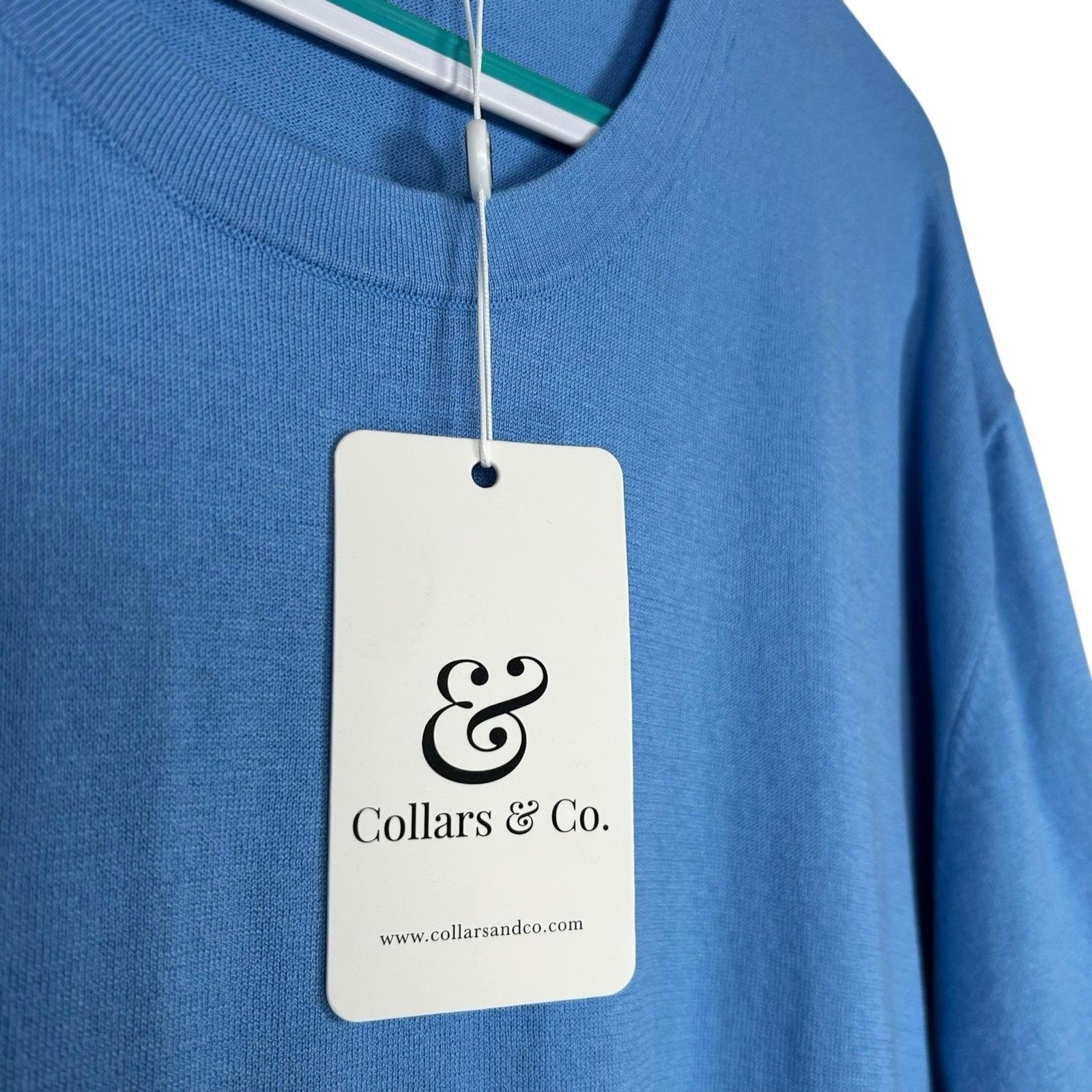 Collars & Co T-Shirt Mens 3XL Blue Cotton Silk Quiet Luxury Touch Lucca Tee NWT gallery