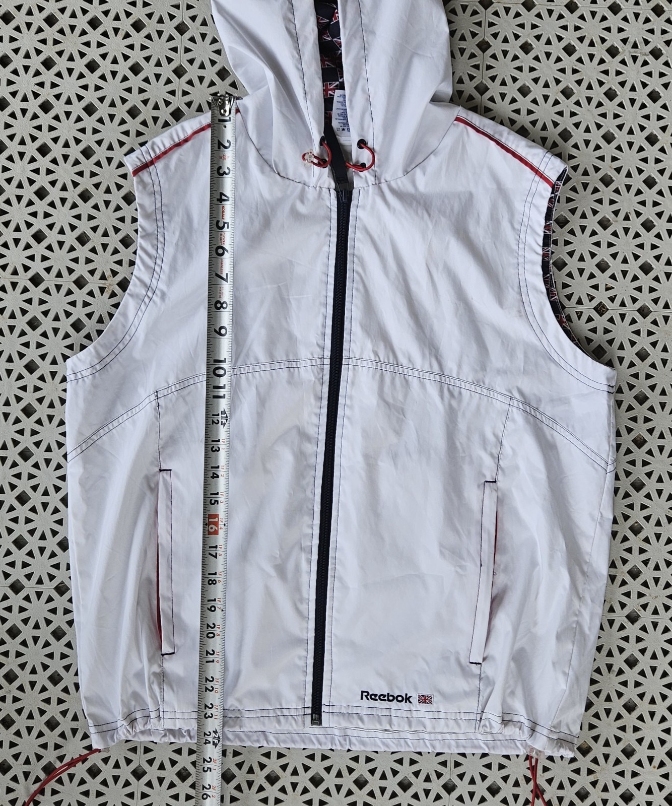 United Kingdom Flag Lined Reebok Sleeveless Hoodie Size M Boxing Hoodie gallery