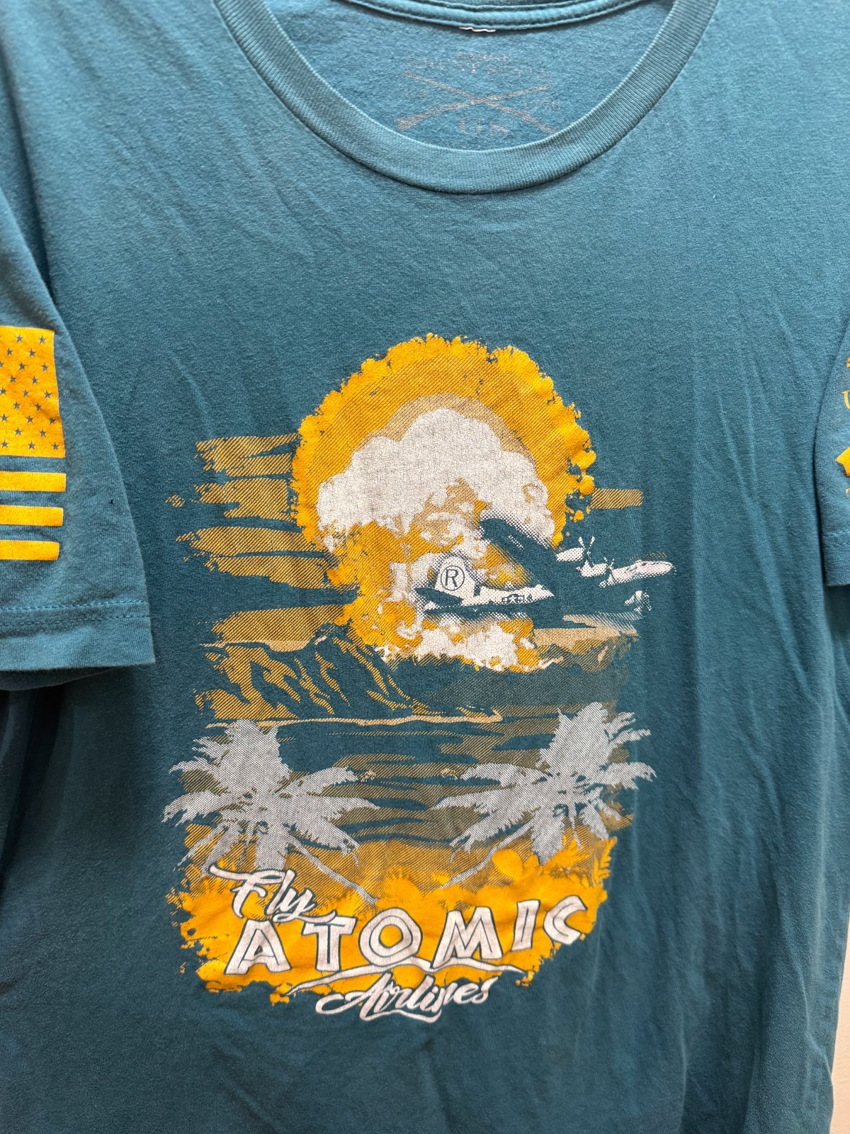 Grunt Style Shirt Mens Large Teal Fly Atomic Airlines Graphic Short Sleeve Tee gallery