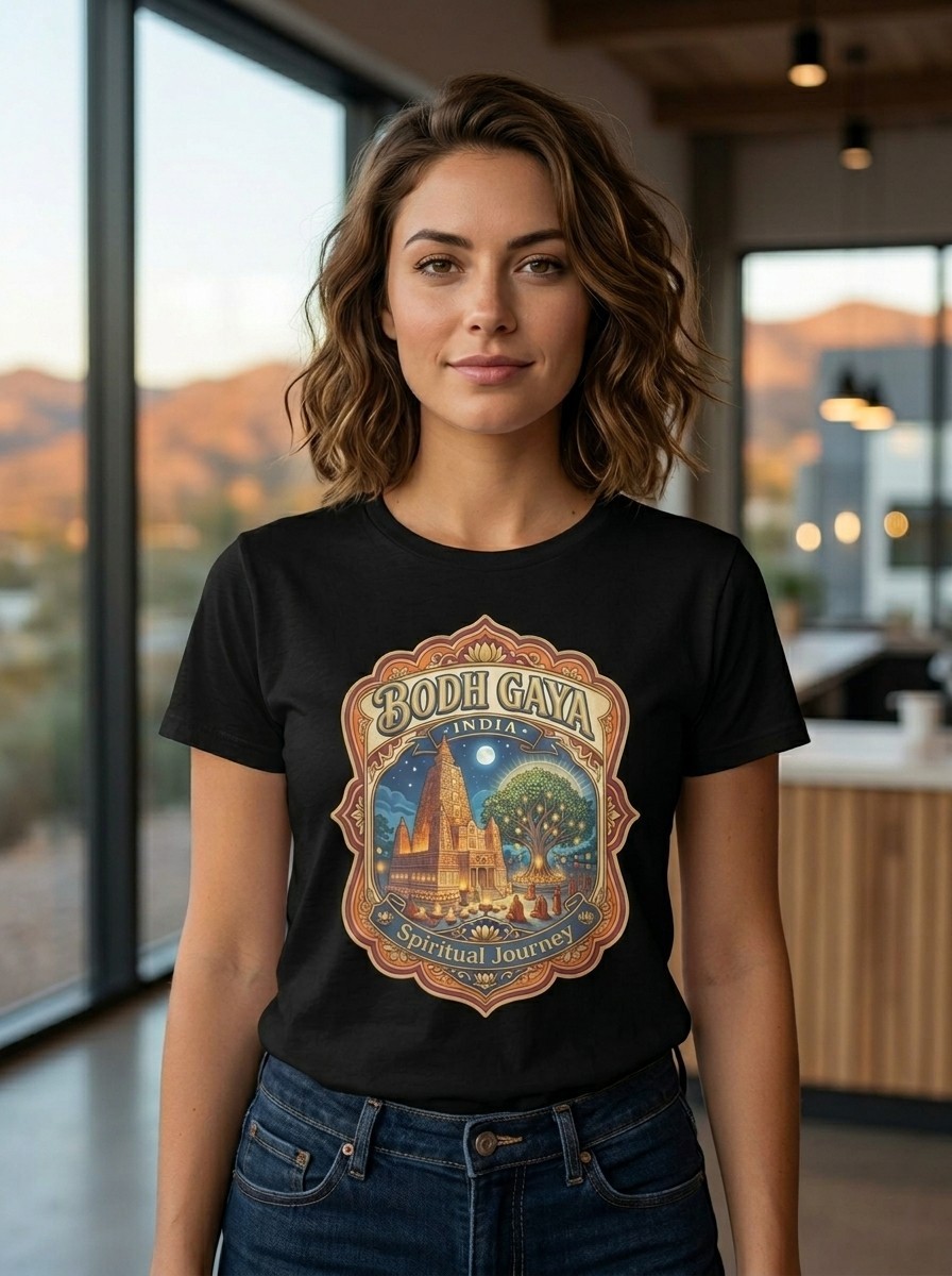 Bodh Gaya India Sacred Temple Graphic T-Shirt Unisex Travel Tee gallery