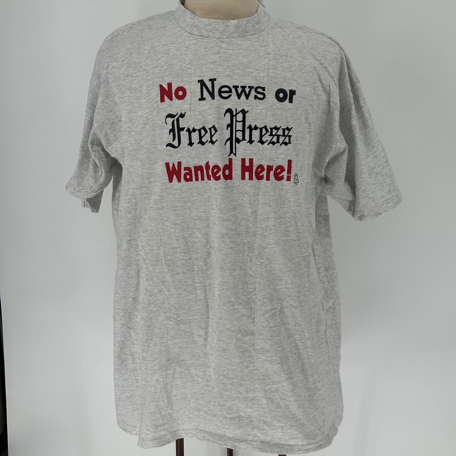 Vintage Single Stitch USA Today No News Free Press Union Graphic T Shirt XXL