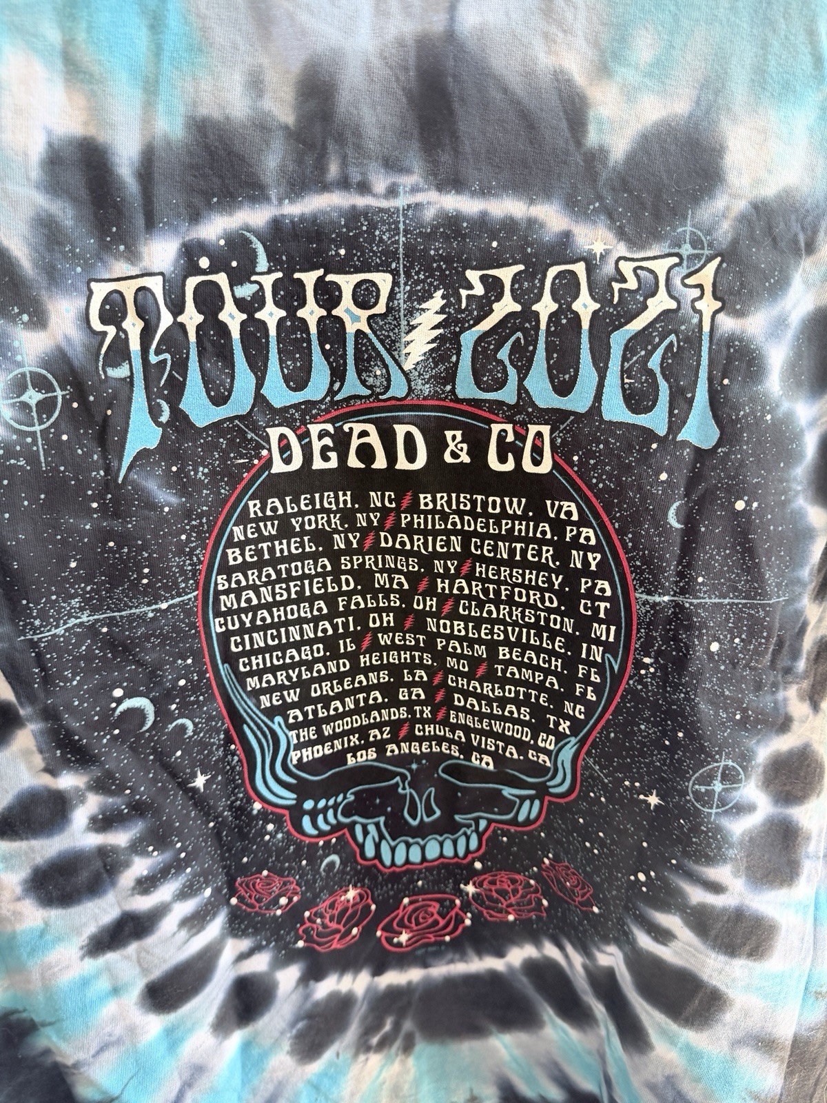 Grateful Dead & Company Liquid Blue 2021 Tour T Shirt Size XL Blue Black Tie Dye gallery
