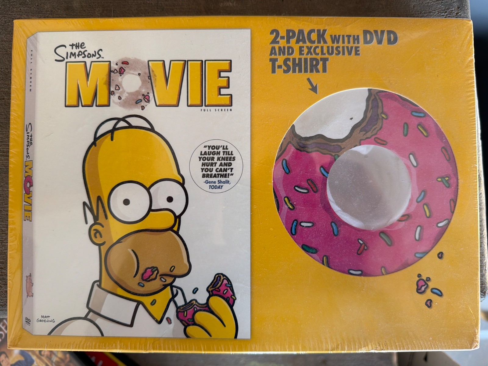 New – Vintage The Simpsons Movie 2-Pack DVD & T-Shirt 2007 – SEALED