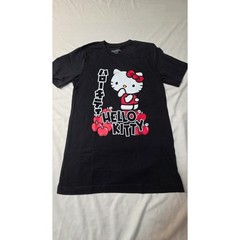 Hello Kitty Apples Graphic Tee Small Black Sanrio Kawaii cute Y2K Shirt nwot