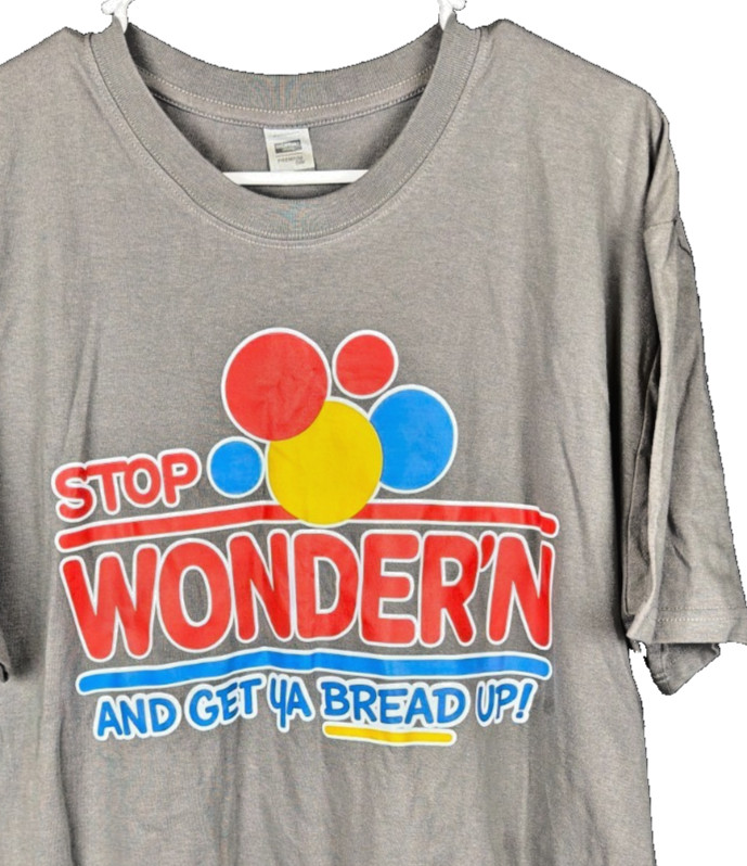 Digiprint Apparel Mens Extra Large XL Gray Stop Wondern Get Ya Bread Up Shirt