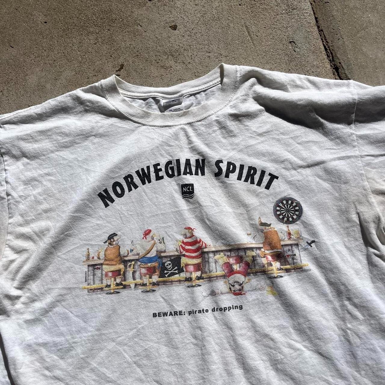 Y2K Norwegian cruise line pirate humor travel tee XL gallery