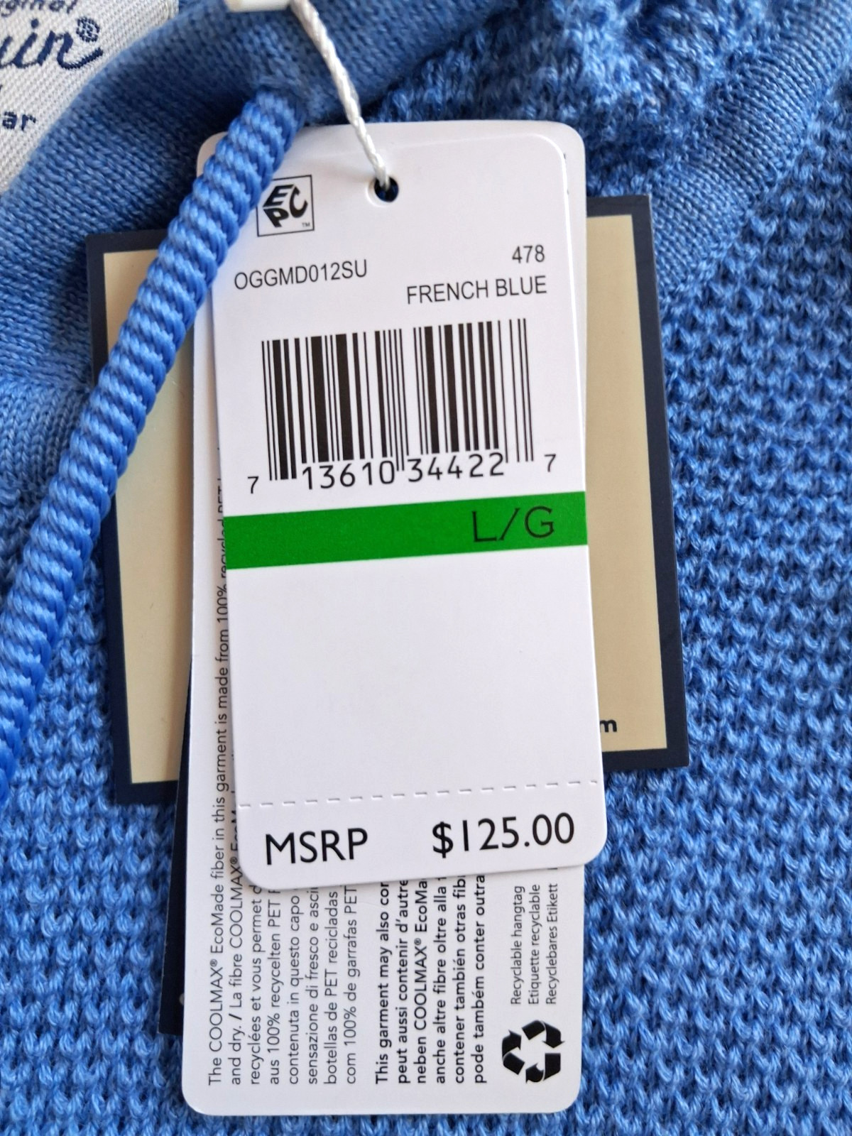 Penguin Hoodie Sweater Long Sleeve Mens Blue Large Zip Up Pockets $125 NWT gallery
