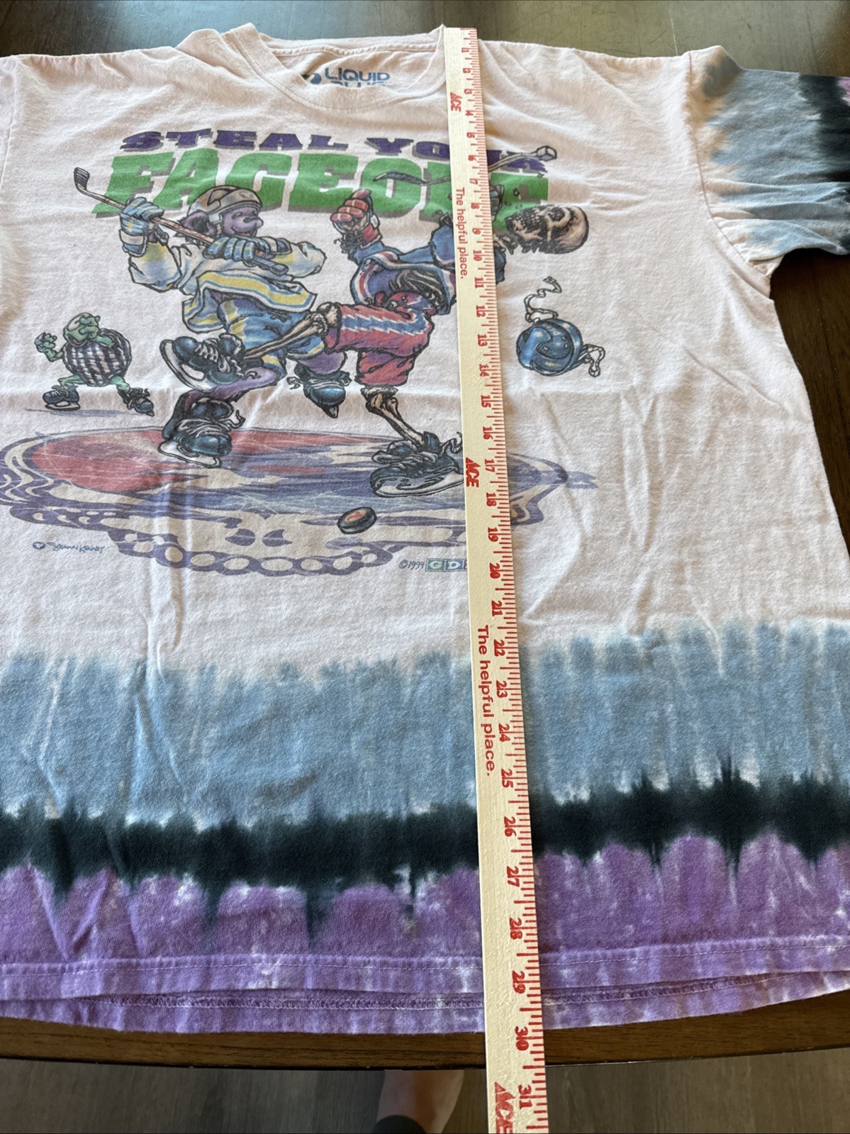 Vintage Grateful Dead Liquid Blue Hockey Tie Dye T Shirt 1994 XXL. 2XL Faceoff gallery