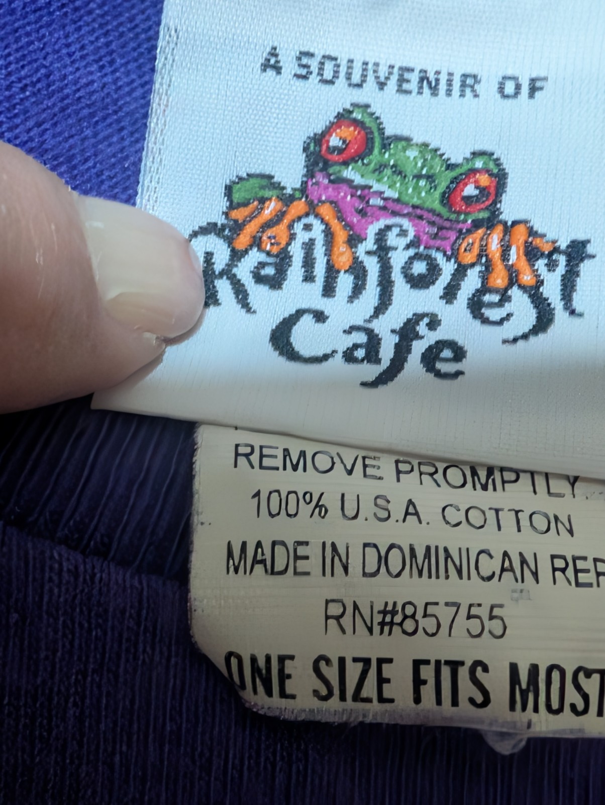 Rainforest Cafe Men's T-shirt Vintage Purple Mascot Cha Cha Frog One Size #5239 gallery