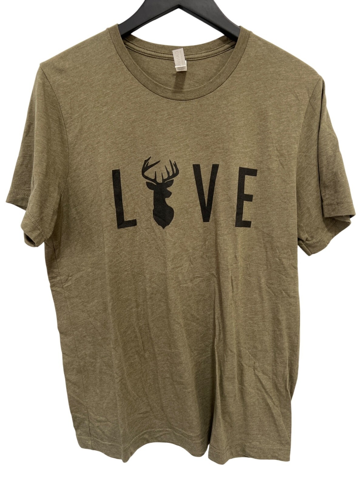 Bella + Canvas Love Graphic T Shirt Mens Large Crewneck Short Sleeve Olive Green gallery