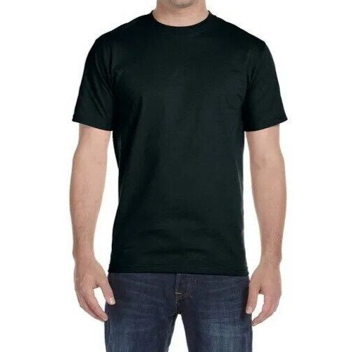 Hanes Men O5280 T-Shirt BLACK Sz 2XL-Large Crewneck Short Sleeve Plain Cotton gallery