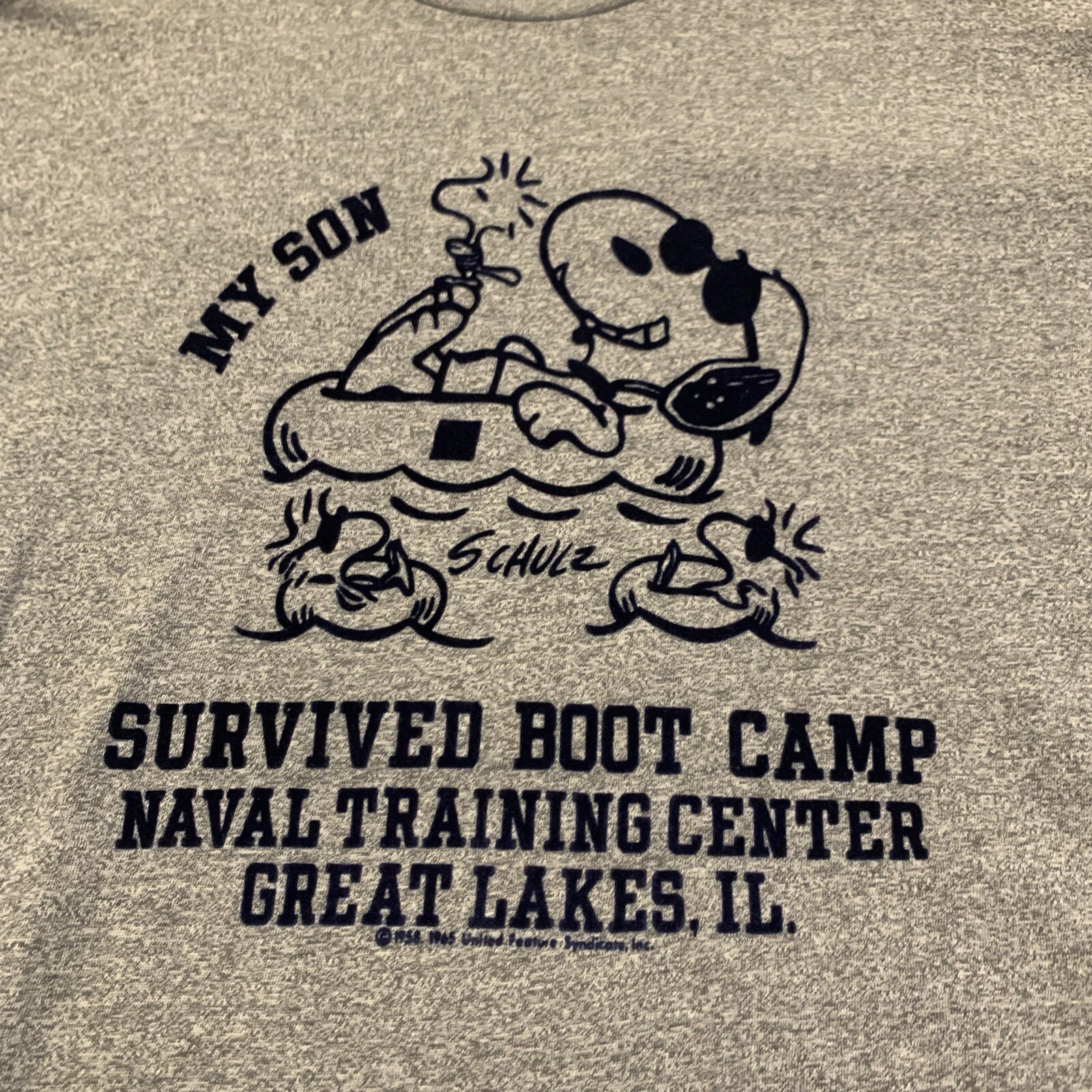Vintage 80s Schulz Snoopy Naval Boot Camp Great Lakes Illinois Shirt Medium Rare gallery