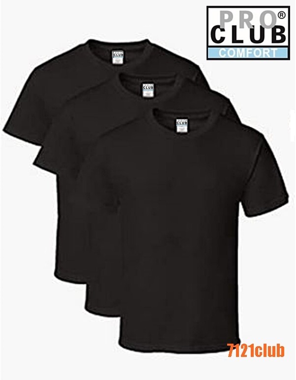 3 PACK PRO CLUB COMFORT T SHIRTS MENS STANDARD CREWNECK SHORT SLEEVE BLACK S-7XL gallery