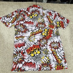 Comics Button Up Stretch Shirt Men’s Large “Colorful Bang Whack Boom Wow Pow”