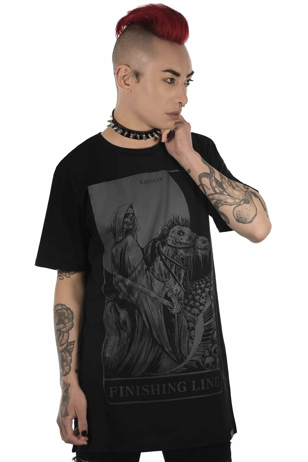 Killstar Finishing Line Gothic Punk Grunge Grim Reaper Skull T Shirt KSRA002268 gallery