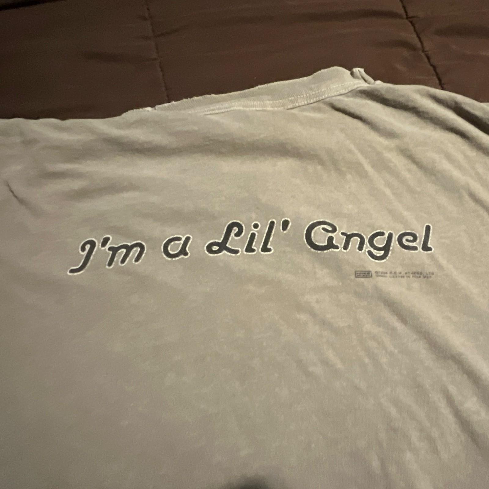 Vintage 1996 "I'm a Lil' Angel" Gray Graphic Tee Men's L Cotton Crew Neck gallery