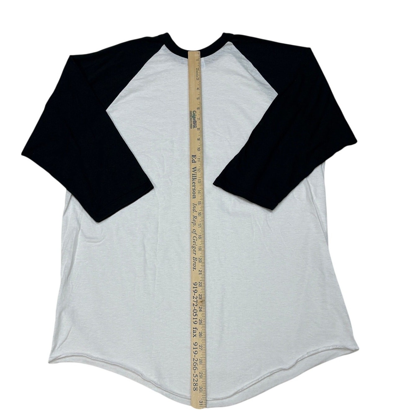 Vintage Russell Baseball T Shirt Mens 2XL White Raglan 3/4 Sleeve USA 90s *READ* gallery