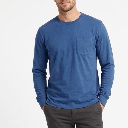 American Giant Crew Tee Shirt Mens Medium Blue Cotton Ribbed Cuffs Casual Wear
