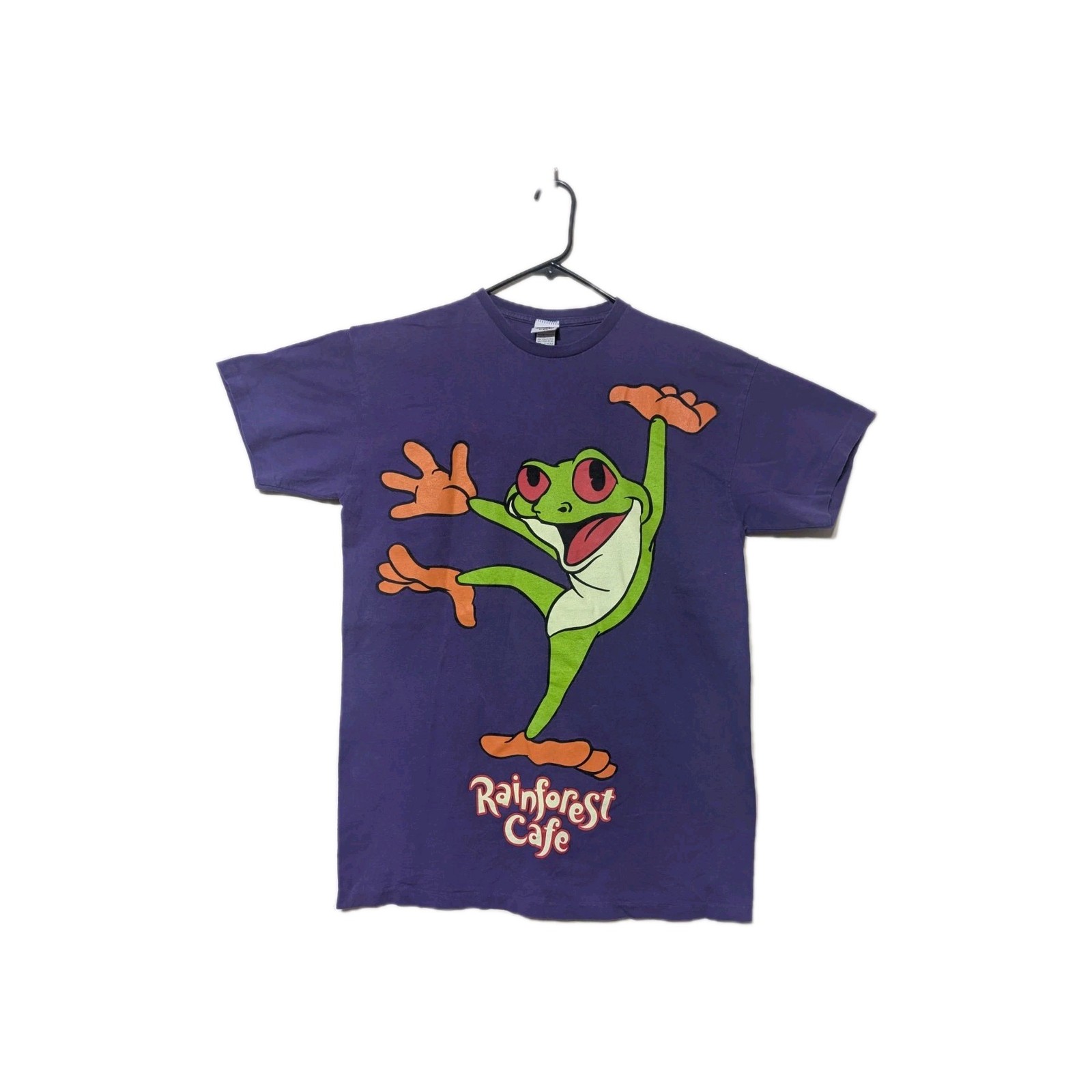 Rainforest Cafe Men's T-shirt Vintage Purple Mascot Cha Cha Frog One Size #5239 gallery