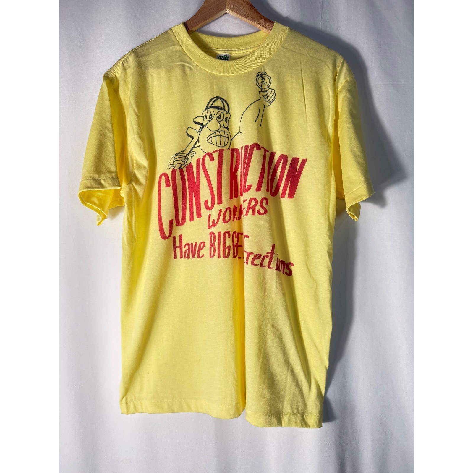 Vintage Single Stitch Construction Workers Have Bigger Erections T Shirt Mens L gallery