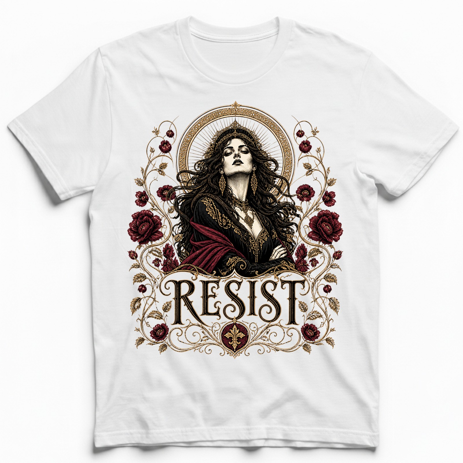 Dark Resist Gothic Floral Burgundy Rose Lover T-Shirt Witchy Tee gallery