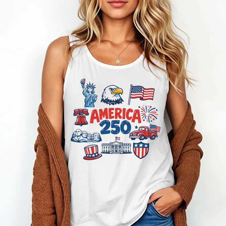 4th of July America Doodle Patriotic USA Tank Top