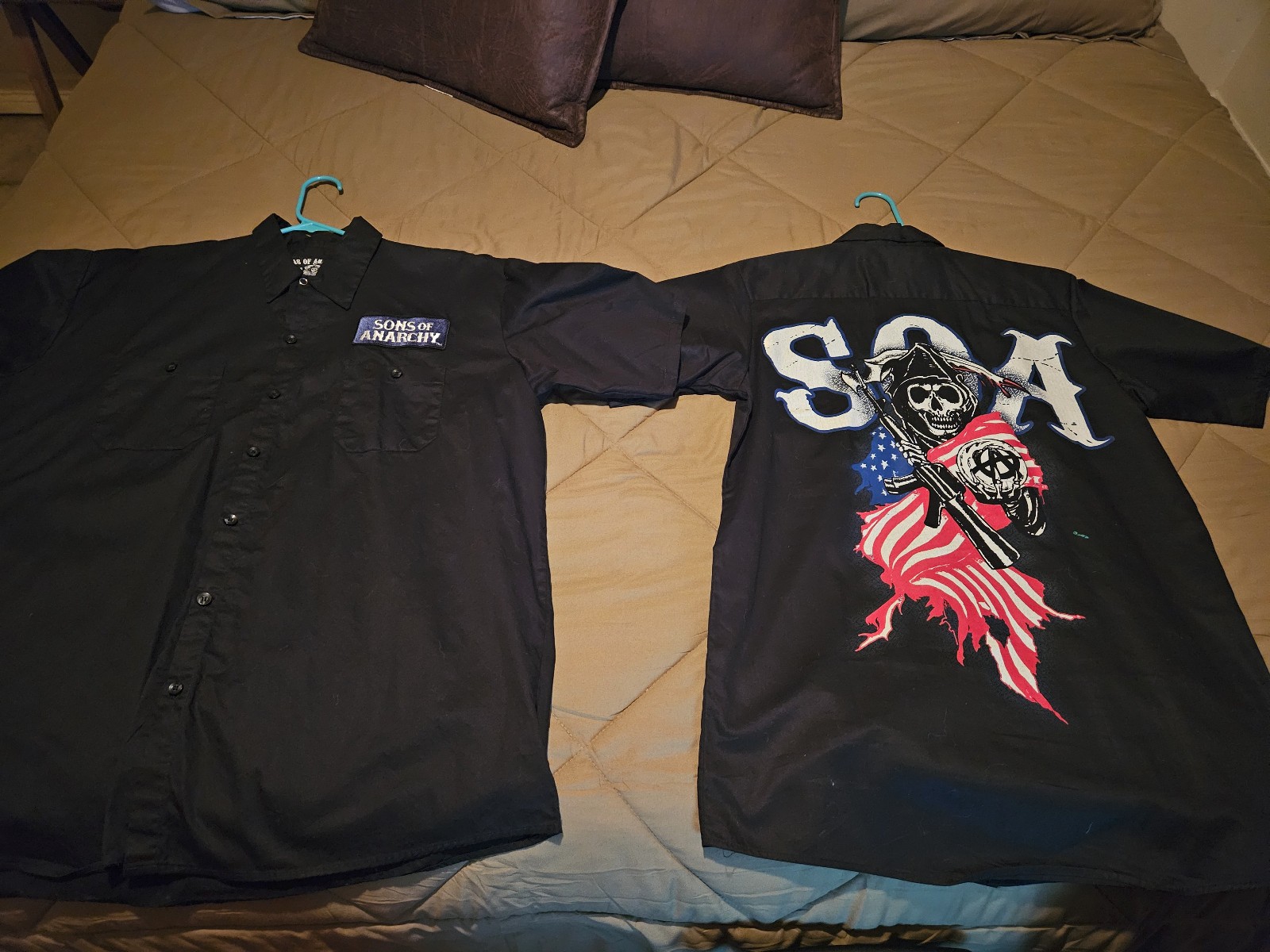 2XL – Adult Unisex Sons of Anarchy Reapers Logo Button Down Shirt