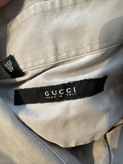 Gucci Luxury Short Sleeve Button Up Shirt Men’s 15 3/4 (40) Gray Made in Italy