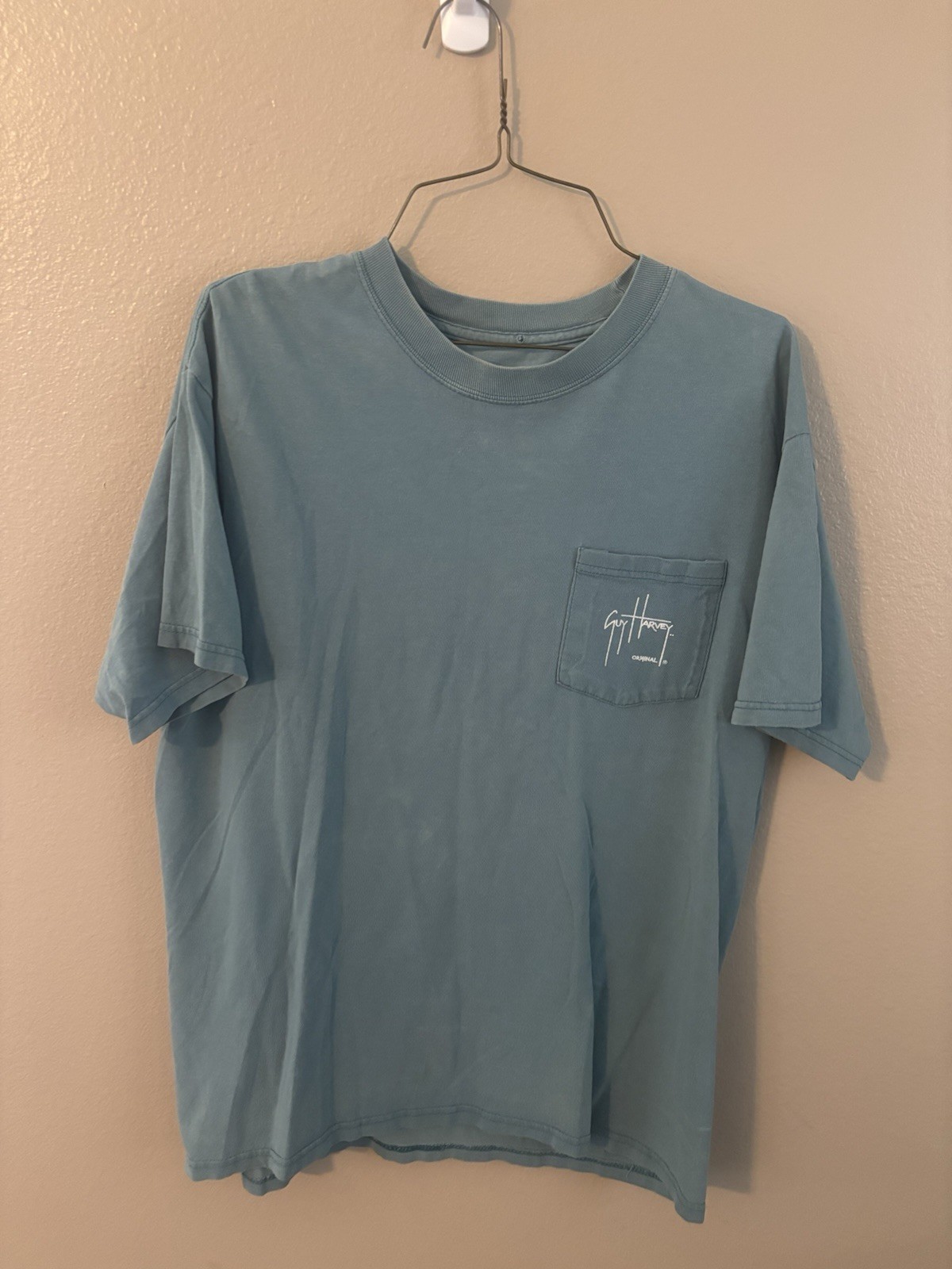 Guy Harvey Tshirt Light Blue Mens L Vintage 100% Cotton
