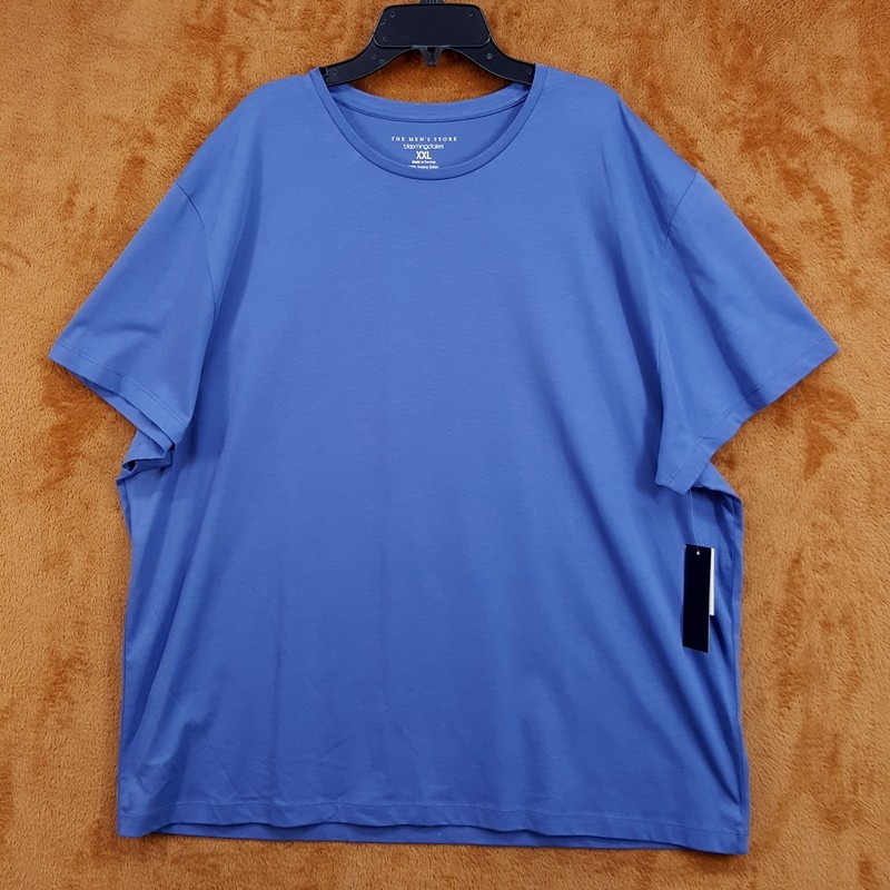 BLOOMINGDALES Shirt Mens XXL Blue Pullover Crew Short Sleeve 100% Supima Cotton gallery