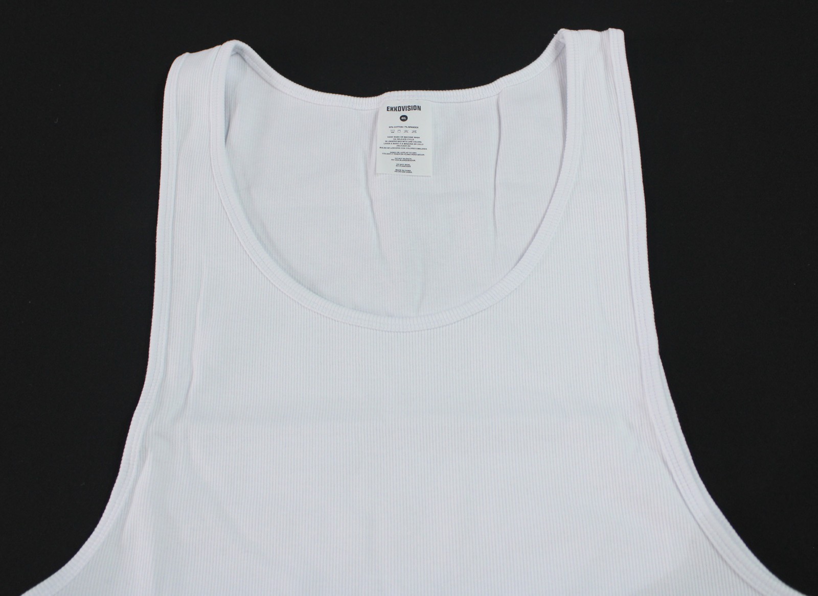Ekkovision Men's Solid Ribbed Comfort Core Beater Tank Top EH6 White Size 4XL gallery