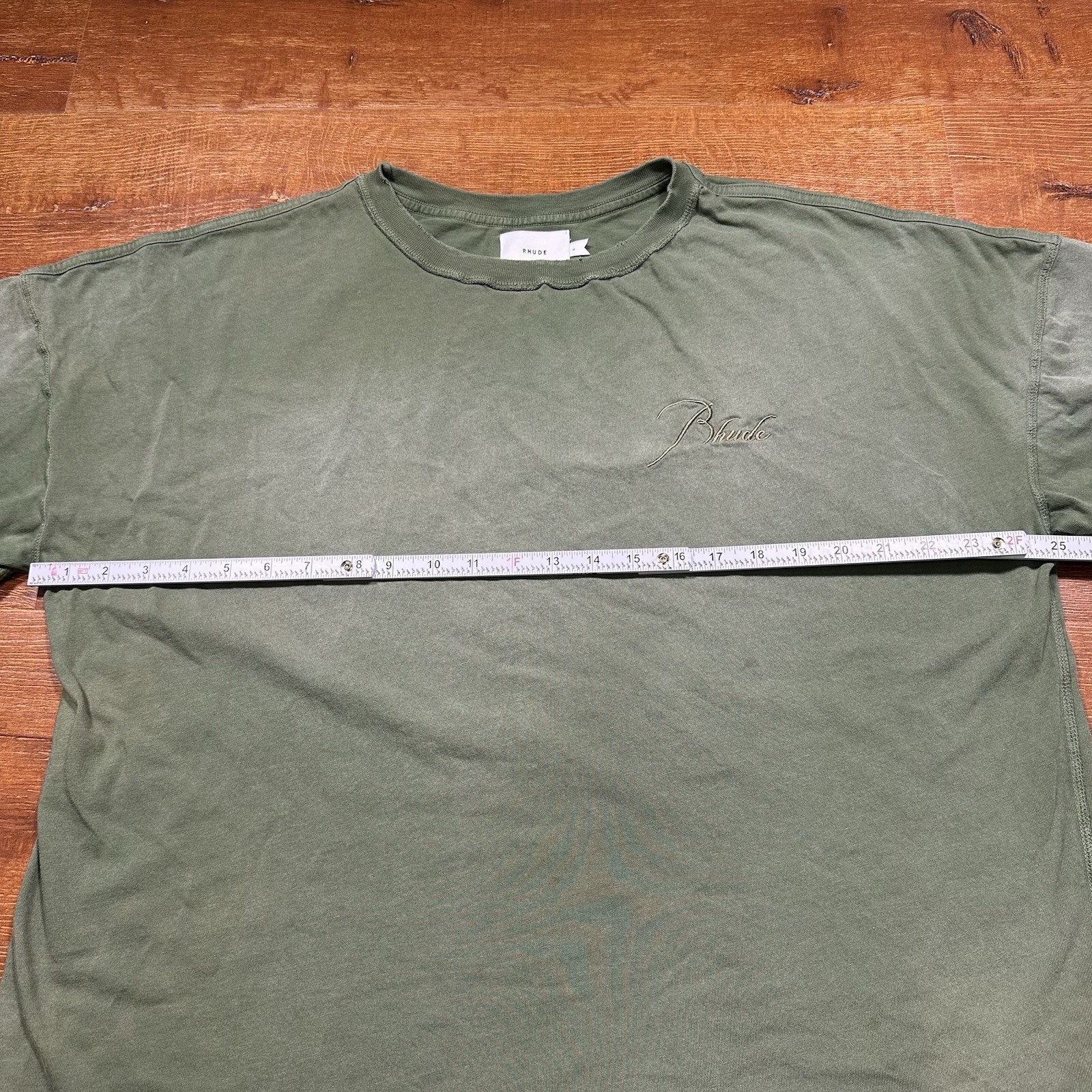 Rhude Oversized T Shirt Mens L Green Crop Boxy Relaxed Baggy Fit Fade Alt Street gallery