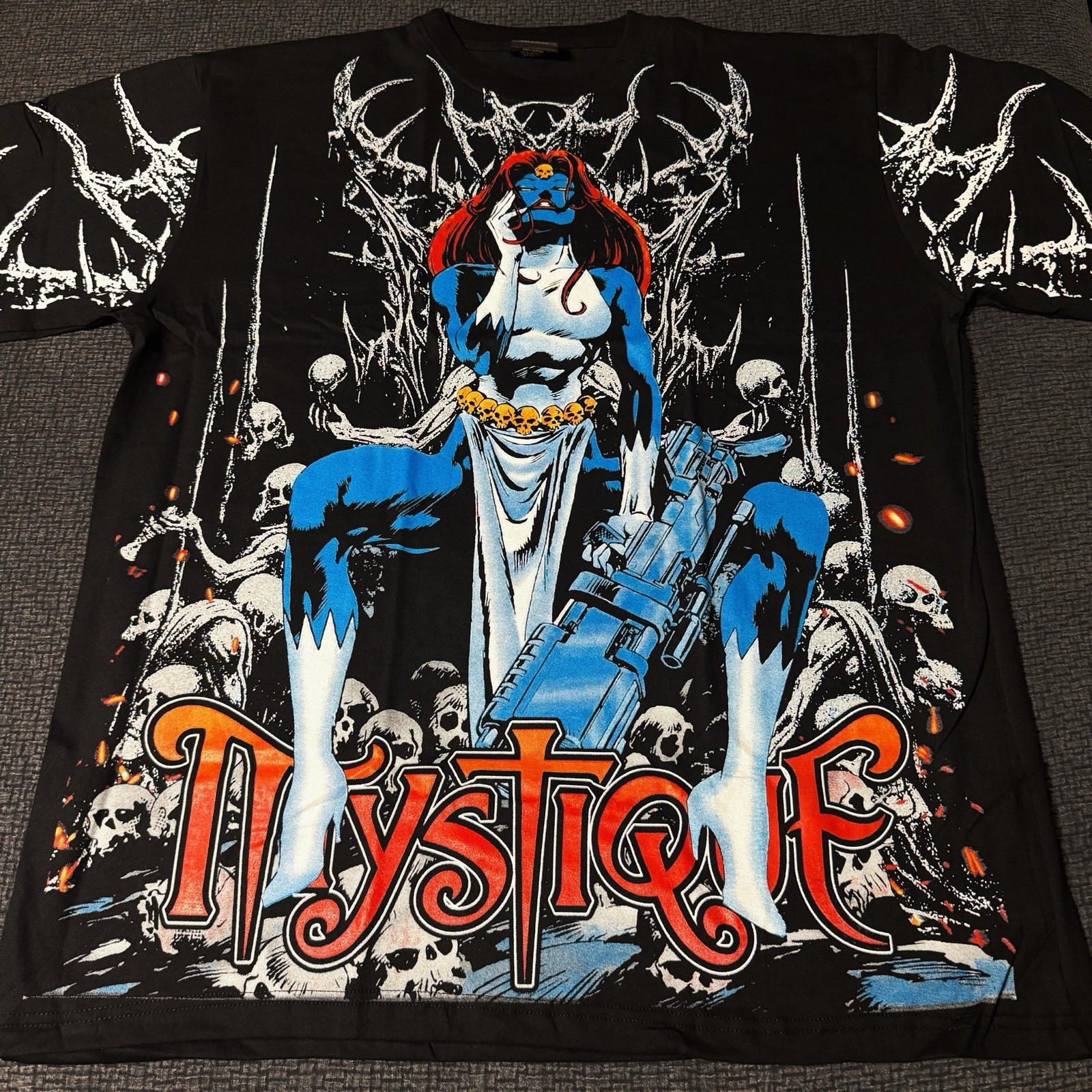 Mystique X-Men Comics T-shirt Size XL Crown Tag AOP Mutant Raven Darkholme gallery