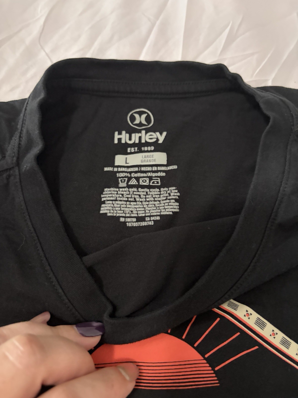 Hurley Men’s Black Graphic Logo Crew Neck Short Sleeve Cotton Knit Tee L gallery