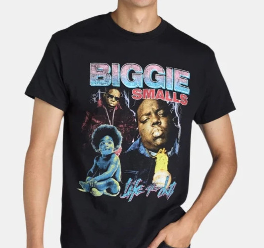 Biggie Men's SIZE S 34-36 Collage Graphic Tee with Short Sleeves color BLACK NEW gallery