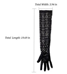 Long Floral Lace Opera Gloves Fingerless Elbow Length Black5 Standard