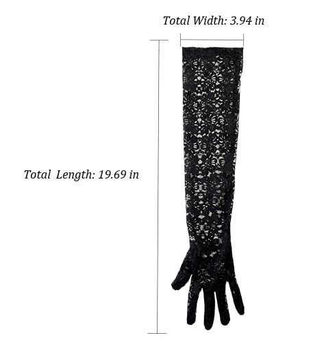 Long Floral Lace Opera Gloves Fingerless Elbow Length Black5 Standard gallery