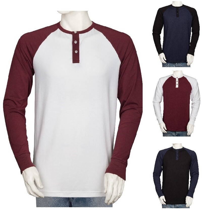 Styllion Big and Tall - Mens Raglan Henley Baseball Shirts - Long Sleeve - RHLS gallery