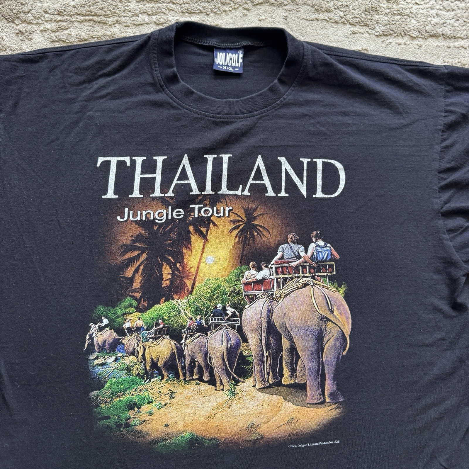 Vintage Thailand Jungle Tour Novelty Tee Men’s XXL Elephant Nature Black River gallery
